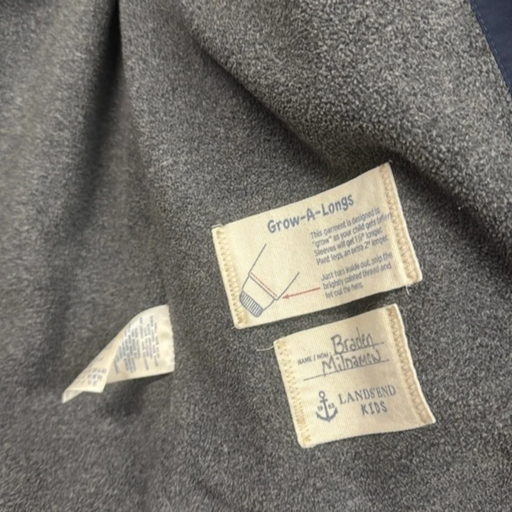 Lands’ End‎ kids blue fleece lined hooded winter jacket size 10–12 medium